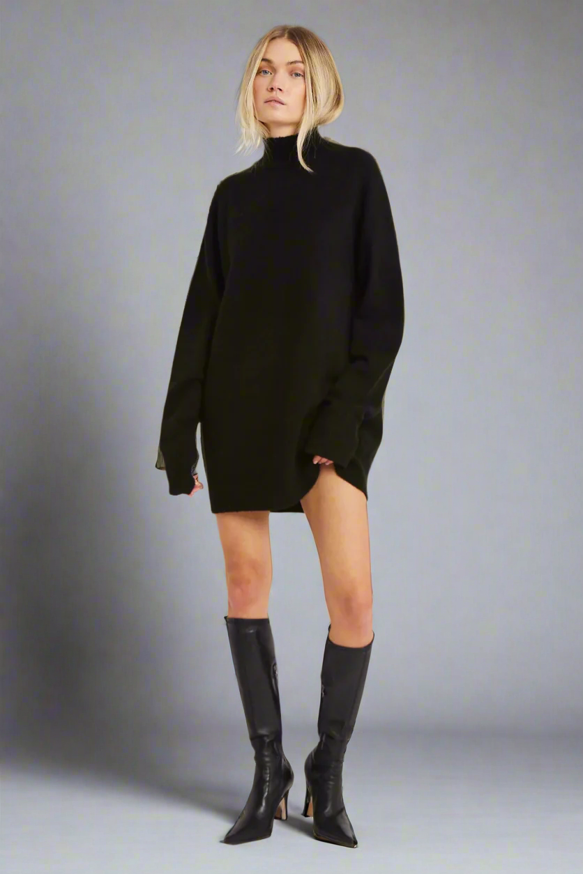 Neck Jumper Dress - Black