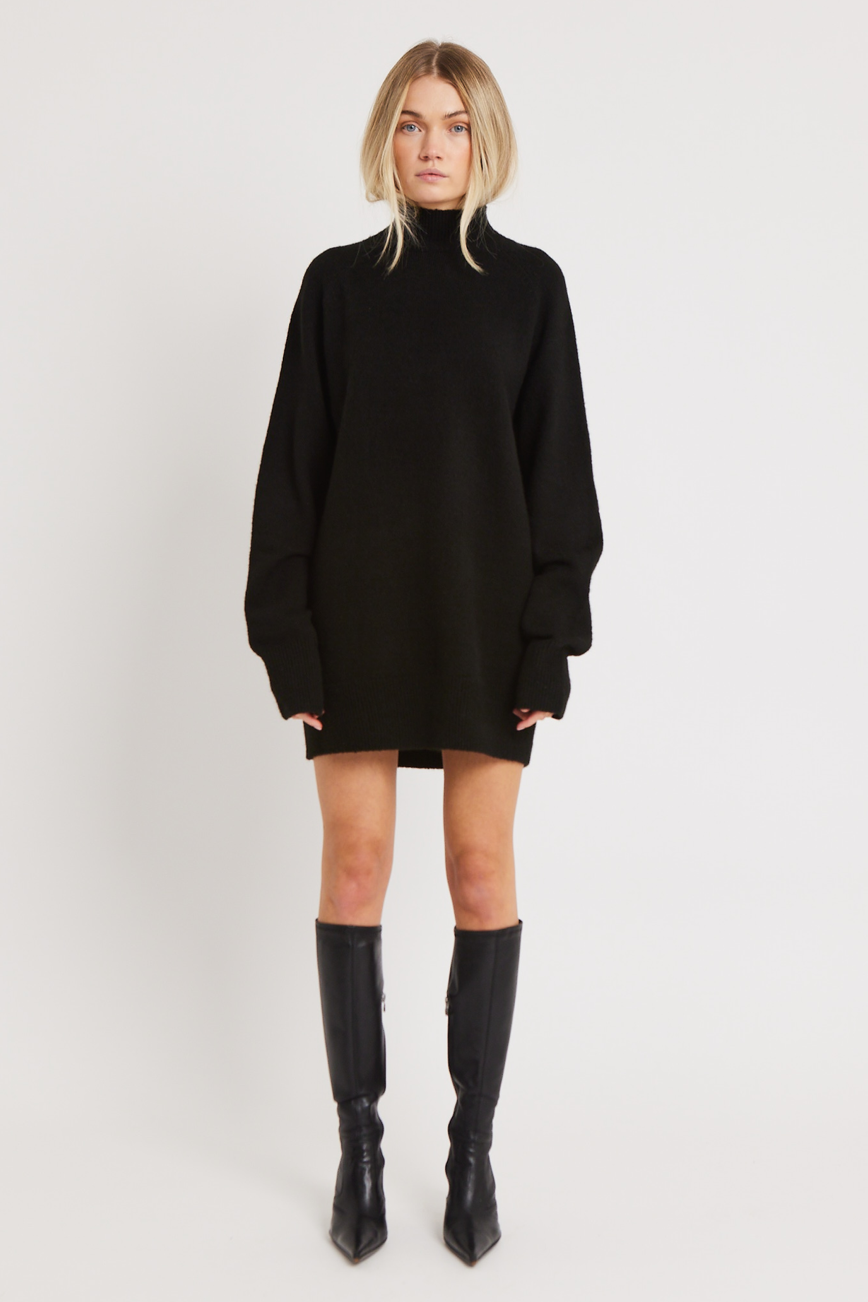 Neck Jumper Dress - Black