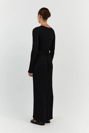 V-Neck Knit Midi Dress