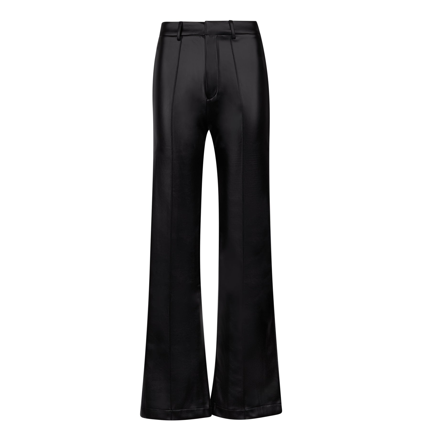 Leather Flared Trousers - Black