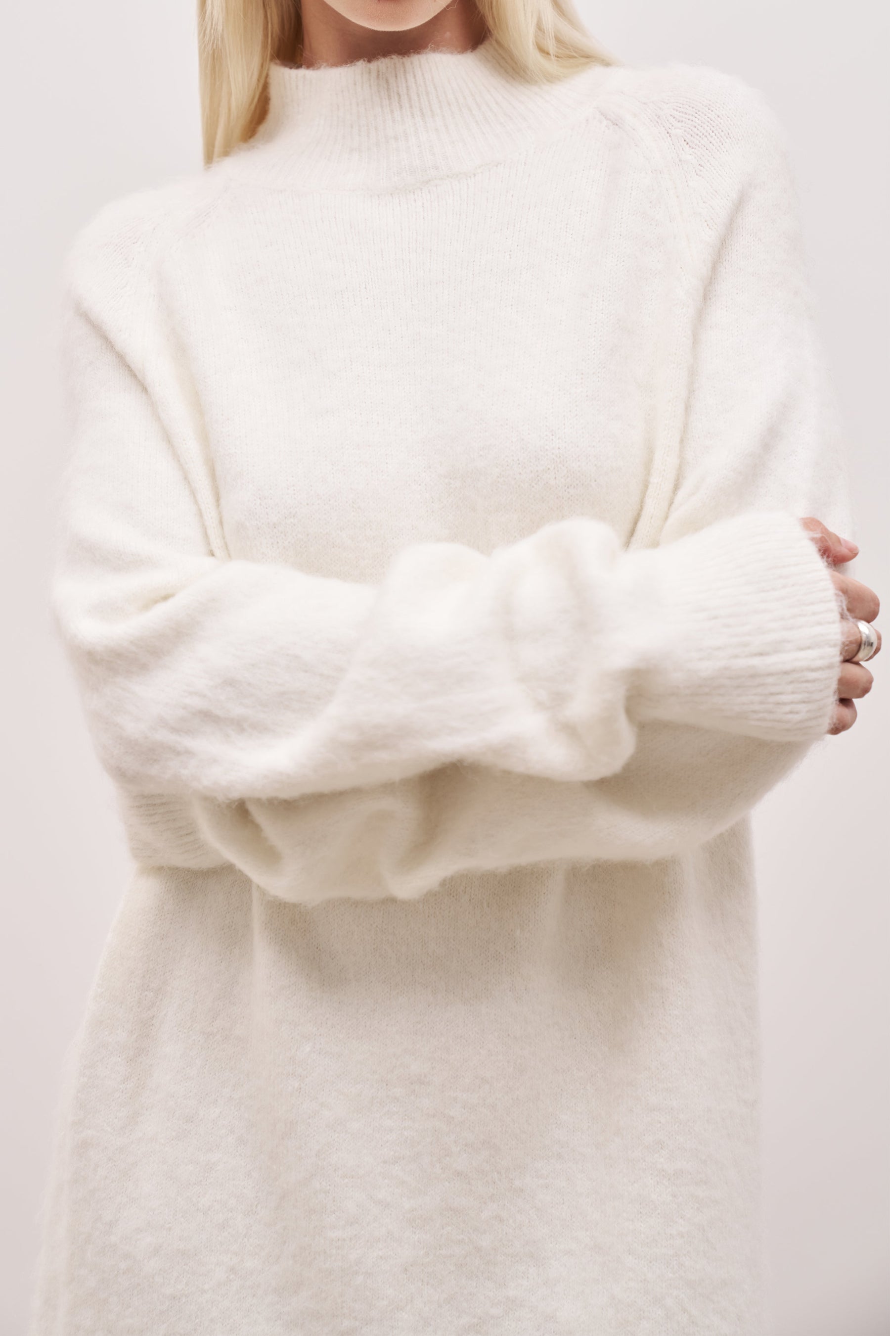 Neck Jumper Dress - Cream
