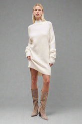Neck Jumper Dress - Cream