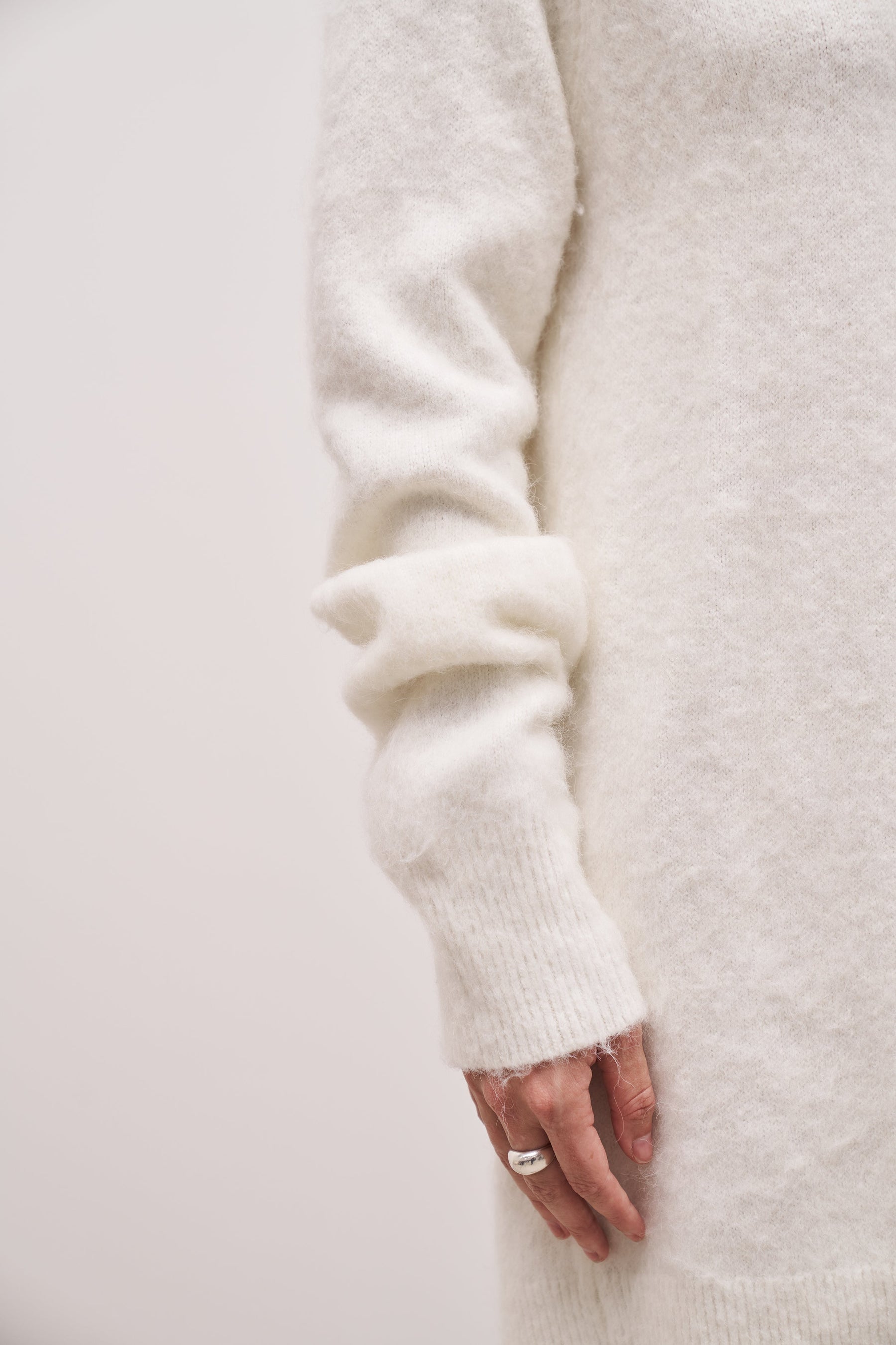 ladies cream jumper dress Long Sleeve Jumper Dress In Cream Cable Knit | EGO US