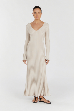 V-Neck Knit Midi Dress