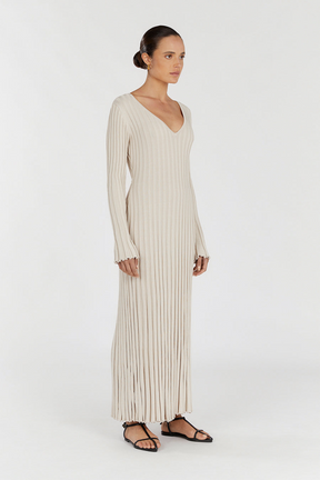 V-Neck Knit Midi Dress