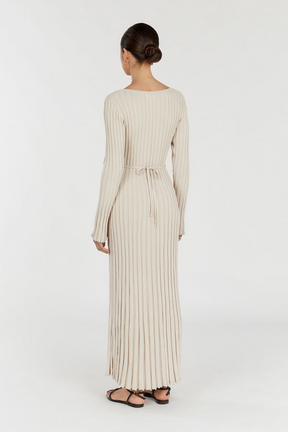 V-Neck Knit Midi Dress