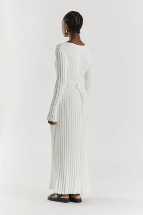 V-Neck Knit Midi Dress